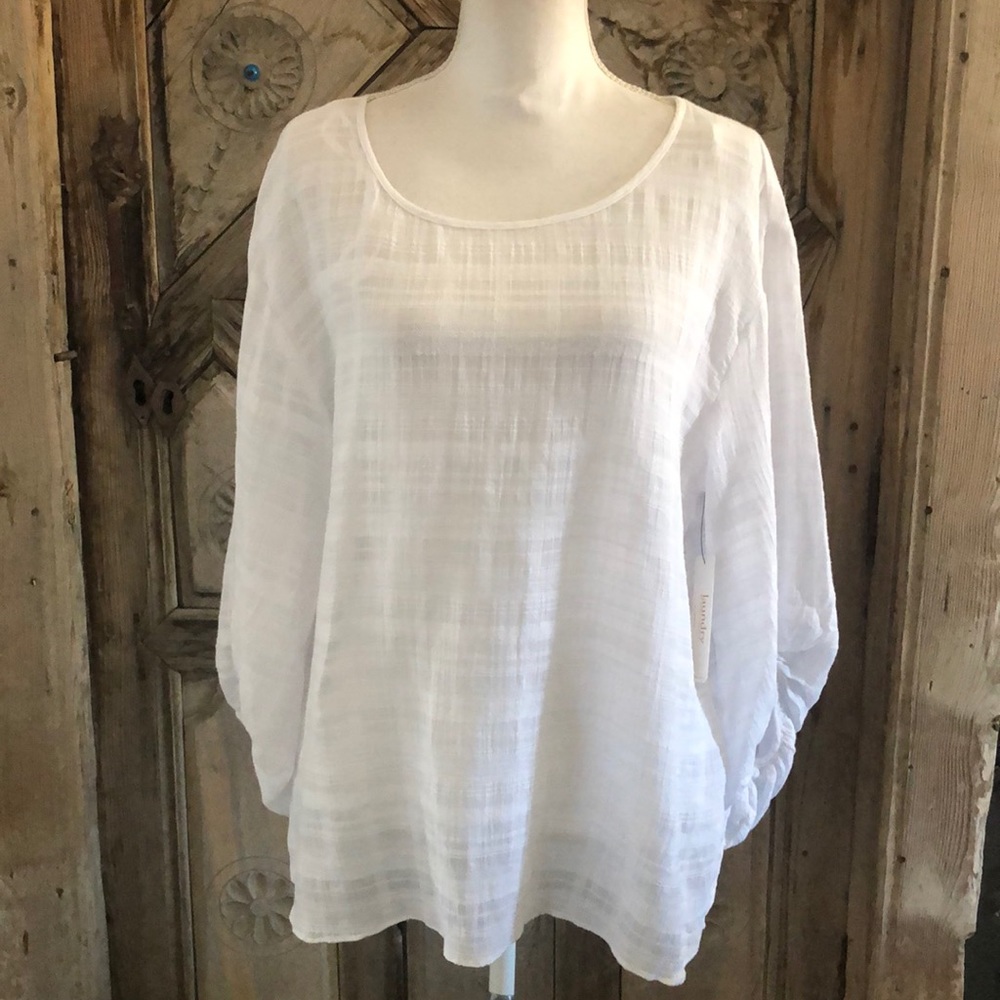 LAUNDRY SHELLI SEGAL STAR WHITE BLOUSE TOP LARGE